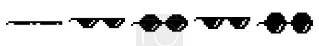 Téléchargez les illustrations : Pixel collection de lunettes de soleil. Ensemble de différentes icônes de lunettes de pixel. Illustration vectorielle en plan - en licence libre de droit