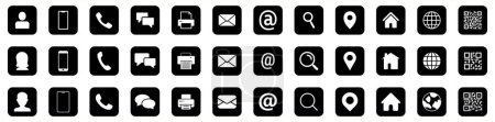 Illustration for Contact us icon set. Business card contact information icons. Black web icons. Vector illustration - Royalty Free Image