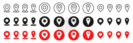 Ilustración de Localización Pin Set Iconos. Marcador de posición, Icono de ubicación, Ubicación GPS. Ilustración vectorial - Imagen libre de derechos
