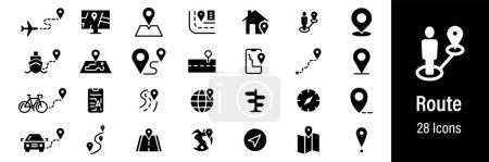 Illustration for Route Web Icons. Navigation, Location, Map pointer, Map, GPS. Vector in Line Style Icons - Royalty Free Image