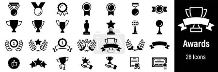 Illustration for Award and Trophy Web Icons. Trophy Cup, Awards, Winner Medal. Vector in Line Style Icons - Royalty Free Image
