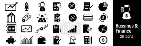 Ilustración de Negocios y Finanzas Web Iconos. Dinero, Banco, Contrato, Inversión. Vector en línea iconos de estilo - Imagen libre de derechos