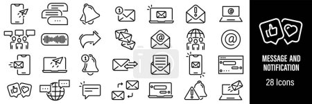 Ilustración de Iconos Web de Mensaje y Notificación. Chat, Burbuja del Habla, Email, Spam, Mensaje de Voz. Vector en línea iconos de estilo - Imagen libre de derechos