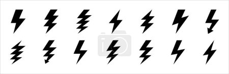 Illustration for Electric power icon. Thunder bolt lightning icons set. Flash lightning sign vector collection. Various vector stock symbol illustration of thunderbolt electric flashes. - Royalty Free Image