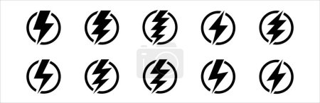 Illustration for Electric power icon. Thunder bolt lightning icons set. Flash lightning sign vector collection. Various vector stock symbol illustration of thunderbolt electric flashes for energy powers and more - Royalty Free Image