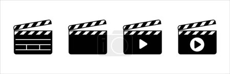 Illustration for Clapperboard icon set. Opened movie shooting clapper board vector. Film cinema symbol. Vector stock illustration. - Royalty Free Image