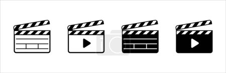 Illustration for Clapperboard icon set. Opened movie shooting clapper board vector. Film cinema symbol. Vector stock illustration. - Royalty Free Image