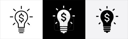 Illustration for Business idea icon. Light bulb with dollar money sign. Profit business idea concept icons set. Vector in flat and outline design style. Vector stock illustration. - Royalty Free Image