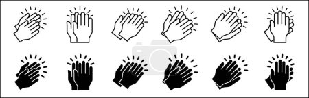 Applause symbol. Hand clapping icon. Hand claps icon set symbol of acclamation, compliment, appreciation, ovation, bravo, congratulation. Sign of applaud in flat graphic design and illustration.