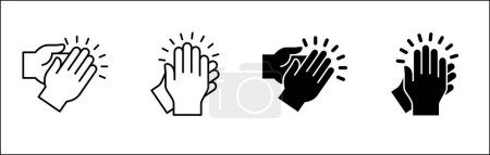 Hands clap symbol. Hand clapping icons. Applaud and acclamation sign. Simple flat icon of praise and cheering graphic design resource and illustration.