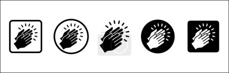 Hands clap symbol. Hand clapping icons. Applaud and acclamation sign. Simple flat icon of praise and cheering graphic design resource and illustration.