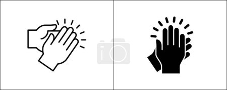 Symbole des applaudissements. Toucher à la main icône. Applaudissez l'icône symbole de l'ovation, du respect, de la louange, de la joie et de l'hommage. Mains en l'air. Design simple dans le style plat et contour.