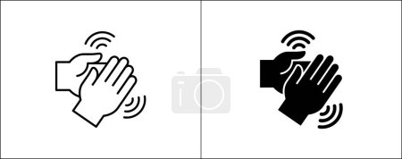 Symbole des applaudissements. Applaudissez l'icône symbole de l'ovation, du respect, de la louange, de la joie et de l'hommage. Toucher à la main icône. Mains en l'air. Design simple dans le style plat et contour.