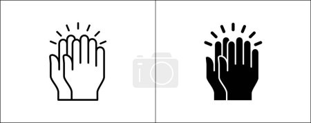 Klatschende Hände. Handklatschendes Symbol. Applaus als Symbol für Ovationen, Respekt, Lob, Jubel und Anerkennung. Geste der Hände. Einfaches Design in flachem und konturiertem Stil.