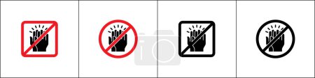 Iconos de aplausos prohibidos. No hay signos de aplauso. Guarda silencio, silencio, no molestes a los signos y símbolos. Ilustración de stock vectorial. Signo prohibido en forma redonda y cuadrada.