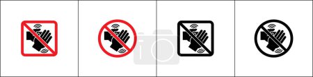 Verbotenes Händeklatschen. Keine Applaus-Zeichen. Schweigen, schweigen, Zeichen und Symbole nicht stören. Vektor Stock Illustration. Verbotsschild in runder und quadratischer Form.