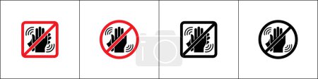 Forbidden hand clapping icons. No applaud signs. Keep silent, quiet, don't disturb signs and symbols. Vector stock illustration. Not allowed sign in round and square shape.