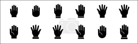 Icono mano. Iconos de mano de palma. Colección de símbolos de manos. Manos icono símbolo de participar, voluntario, parar, votar. Gráfico de stock vectorial, recurso de ilustración de diseño de estilo plano para IU y botones.