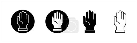 Conjunto de iconos de manos. Mano de palma dentro del círculo. Levante la señal de mano. Manos símbolo de gesto. Ilustración de diseño gráfico vectorial aislada en fondo blanco.