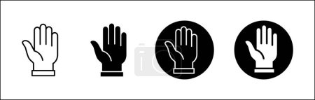 Hands icon set. Palm hand inside circle sign. Raise hand sign. Hands gesture symbol. Vector graphic design illustration isolated in white background.