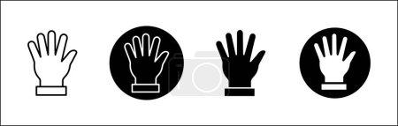 Conjunto de iconos de manos. Mano de palma dentro del círculo. Levante la señal de mano. Manos símbolo de gesto. Ilustración de diseño gráfico vectorial aislada en fondo blanco.