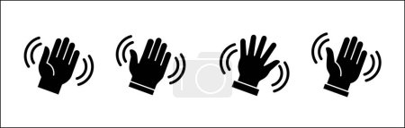 Ensemble d'icônes main palme. Vague les mains icône. Signe gestuel de la main. Icône mains symbole de salutation, au revoir, bonjour. Conception graphique vectorielle dans un style rond plat pour interface utilisateur et boutons.