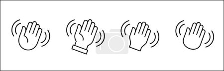 Hand gesture sign. Wave hands icon. Palm hand icon set. Hands icon symbol of greeting, goodbye, hello. Vector graphic design in flat style for user interface and buttons.