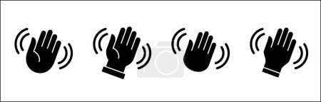 Hand gesture sign. Wave hands icon. Palm hand icon set. Hands icon symbol of greeting, goodbye, hello. Vector graphic design in flat style for user interface and buttons.