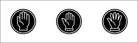 Hands icon set. Palm hand inside circle sign. Raise hand sign. Hands gesture symbol. Vector graphic design illustration isolated in white background.