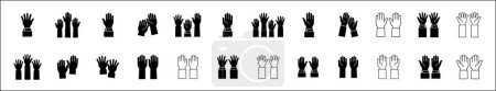 Heben Sie Handsymbole. Erhobene Hände. Handzeichen. Symbol oder Logo der Völker, Gebet, Gemeinschaft, Organisation, Demokratie, Spende, Wohltätigkeit. Vektor Stock Grafik Design in flachem Stil isoliert auf Weiß