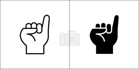 Little finger hand icon. Pinky promise hand sign. Promise hand gesture symbol. Vector stock illustration. Flat and line design style. Isolated on white background.