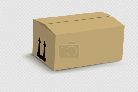 Empty cardboard box isolated on transparent. Realistic cardboard box mockup open. Parcel packaging template for goods, isolated packs for freight shipping. Delivery cargo box. 3d vector illustration