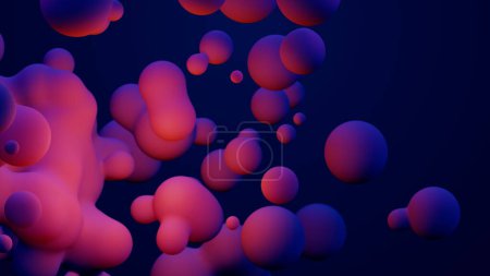 Foto de Metaverse 3d render morphing animation pink purple abstract metaball metasphere bubbles art sphere blue background backdrop space moving meta balls shapes motion design fluid liquid blob deformation - Imagen libre de derechos