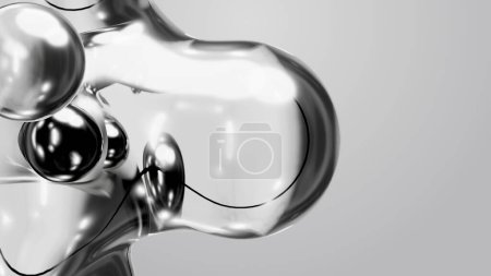 Foto de 3d render motion design wallpaper animation business presentation monochrome grey white metaball gray liquid water soapy mercury bubble metasphere ball silver metal transition deformation metaverse - Imagen libre de derechos
