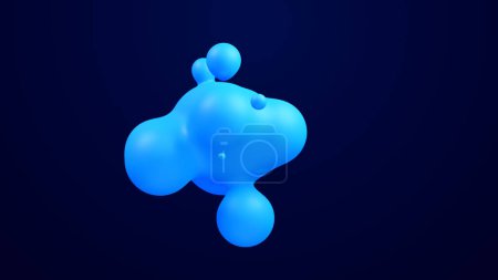 Photo for Metaverse 3d abstract background with droplets blue metaball molten wax merge fly drops liquid bio bubbles transformation metal spheres metal ball motion design render for medical healthy presentation - Royalty Free Image