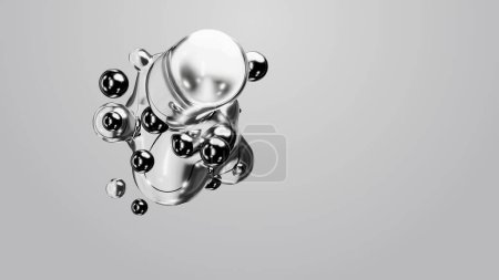 Photo for 3d render motion design wallpaper animation business presentation monochrome grey white metaball gray liquid water soapy mercury bubble metasphere ball silver metal transition deformation metaverse - Royalty Free Image