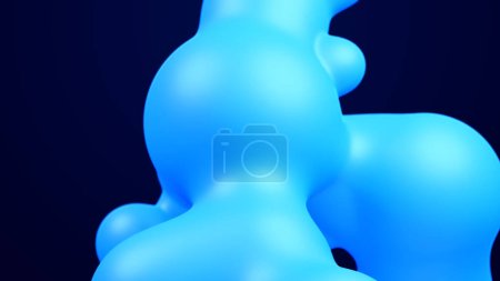 Foto de Metaverse 3d abstract background with droplets blue metaball molten wax merge fly drops liquid bio bubbles transformation metal spheres metal ball motion design render for medical healthy presentation - Imagen libre de derechos