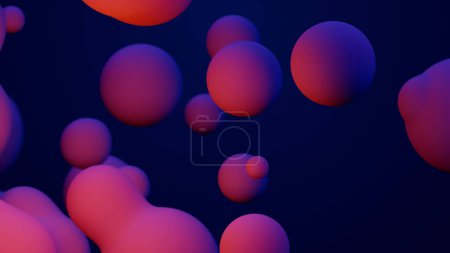 Téléchargez les photos : Metaverse 3d render morphing animation pink purple abstract metaball metasphere bubbles art sphere blue background backdrop vr space moving meta balls shapes motion design fluid liquid blob - en image libre de droit