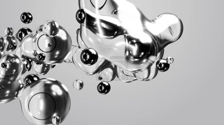3d render motion design wallpaper animation business presentation monochrome grey white metaball gray liquid water soapy mercury bubble metasphere ball silver metal transition deformation metaverse