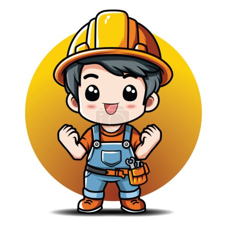 Cute cartoon Construction worker Chibi stlye.