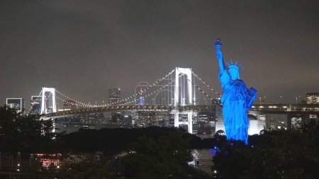 Panorama of Tokyo With Statue of Liberty, Japan