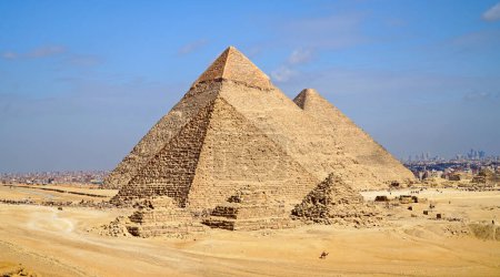 Pyramidenkomplex von Gizeh. Nekropolis von Gizeh in Kairo Ägypten. Cheops (Cheops oder die Große Pyramide), Khafre und Menkaure.