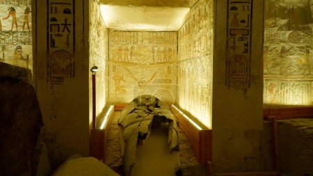 Tomb of Ramses V and Ramses VI (KV9) in Valley of the Kings. Detail of Egyptian Hieroglyphs, Luxor, Egypt.