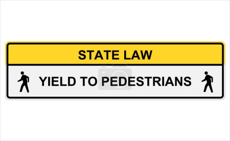 Ilustración de Señal de tráfico aéreo la ley estatal cede a los peatones que cruzan en blanco - Imagen libre de derechos