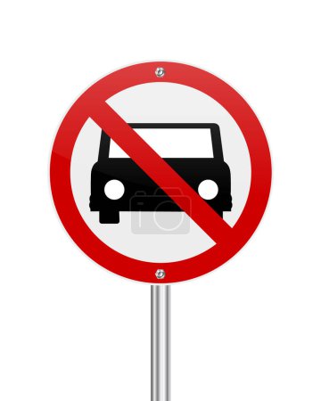 Ilustración de NO COCHE o NO PARKING señal de tráfico en blanco - Imagen libre de derechos