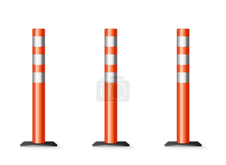 Taffic poles with white and orange stripes isolated on white