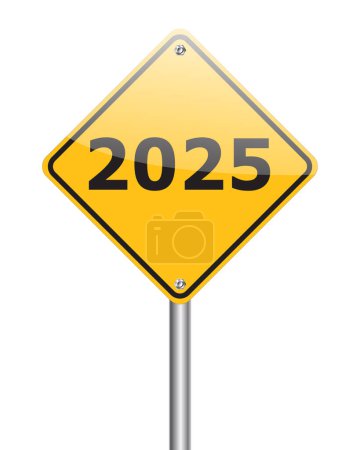 2025 number on yellow street sign