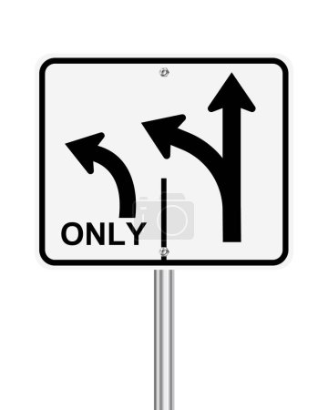 Téléchargez les illustrations : Panneau de contrôle de la circulation à deux voies à l'intersection avancée sur blanc - en licence libre de droit