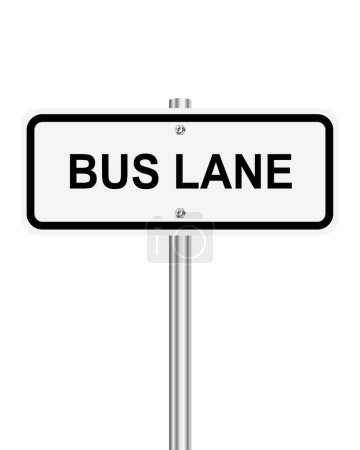 Téléchargez les illustrations : Panneau de circulation Bus Lane sur blanc - en licence libre de droit