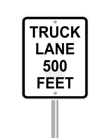 Téléchargez les illustrations : Voie camion 500 pieds panneau de signalisation sur blanc - en licence libre de droit